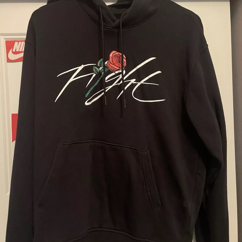 Jordan Black Hoodie with Rose Graphic
